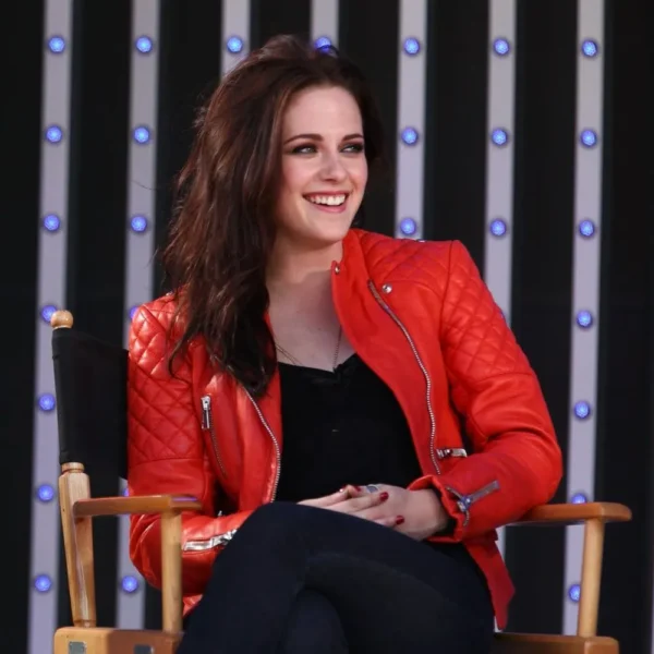 Kristen Stewart Womens Red Biker Celebrity Leather Jackets by Jacket Field