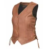 Womens Brown Lambskin Leather Vest by Jacket Field