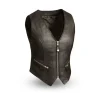 Women’s Western Style Leather Motorcycle Vest Naked Cowhide by Jacket Field