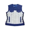 Women’s Motorcycle Leather Vest Blue & White Limited Edition by Jacket Field