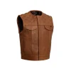 Timber Club Style Mens Brown Cowhide Motorcycle Vest by Jacket Field