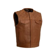 Timber Club Style Mens Brown Cowhide Motorcycle Vest by Jacket Field