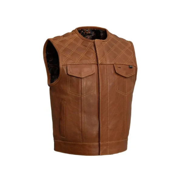 Timber Club Style Mens Brown Cowhide Motorcycle Vest by Jacket Field