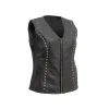 Women’s Leather Motorcycle Vest Studded Diamond Cowhide by Jacket Field