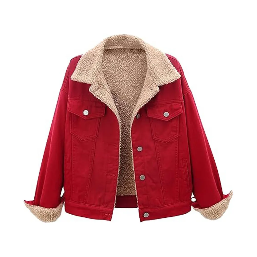 Womens Red Denim Jacket by Jacket Field