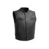 Lowrider Club Style Mens Black Leather Motorcycle Vest by Jacket Field