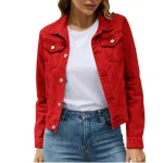 Womens Classic Red Denim Jacket by Jacket Field