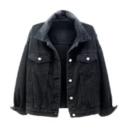 Womens Classic Black Denim Jacket by Jacket Field