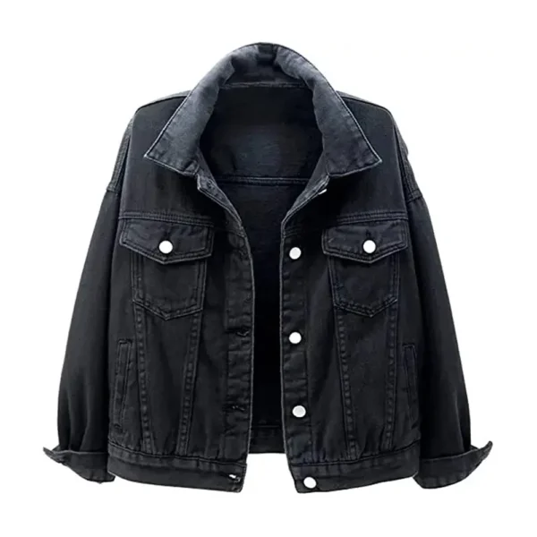 Womens Classic Black Denim Jacket by Jacket Field