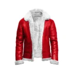 Womens Christmas Shearling Red Leather Jacket by Jacket Field