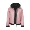 Womens Leather Hooded Shearling Pink Jacket by Jacket Field