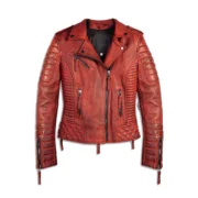 Womens Biker Red Leather Jacket by Jacket Field