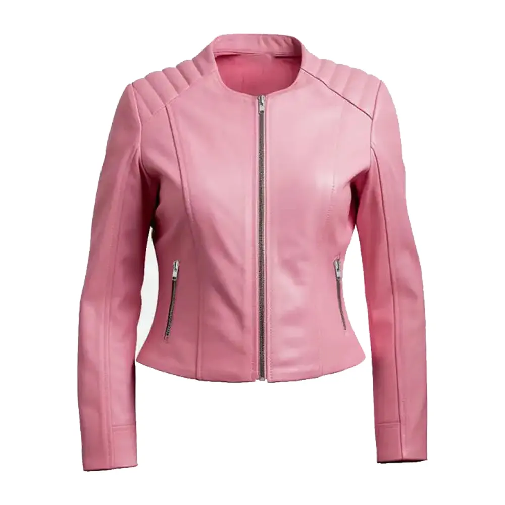Womens Biker Pink Jacket by Jacket Field