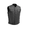 Sniper Club Style Mens Black Cowhide Leather Motorcycle Vest by Jacket Field