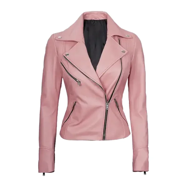 Womens Moto Style Pink Jacket by Jacket Field
