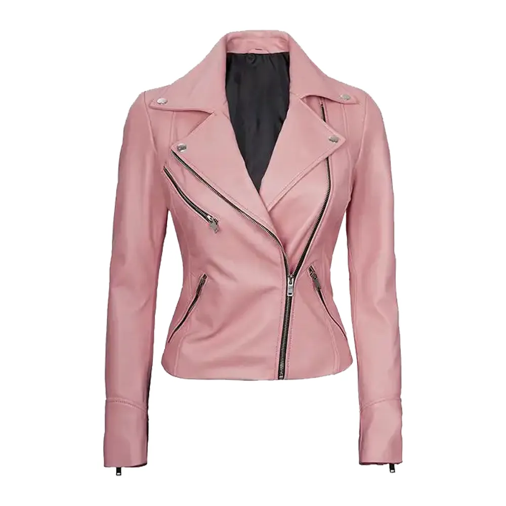 Womens Moto Style Pink Jacket by Jacket Field