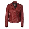 Womens Asymmetrical Biker Style Maroon Leather Jacket by Jacket Field