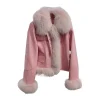 Womens Sheepskin Sherpa Shearling Pink Jacket by Jacket Field