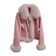 Womens Sheepskin Sherpa Shearling Pink Jacket by Jacket Field