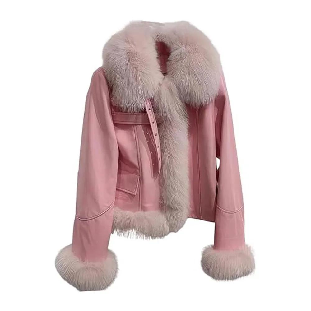 Womens Sheepskin Sherpa Shearling Pink Jacket by Jacket Field