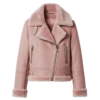 Womens Faux Shearling Moto Pink Jacket by Jacket Field