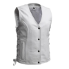 Women’s Motorcycle White Leather Vest By Jacket Field