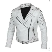 Stylish Calf Leather Biker White Jacket for Women By Jacket Field