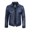 Womens Lambskin Leather Waxed Blue Jacket by Jacket Field