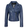 Womens Biker Style Leather Blue Jacket by Jacket Field