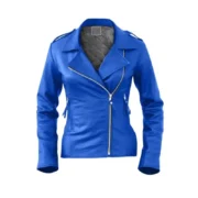 Womens Brando Leather Blue Jacket by Jacket Field