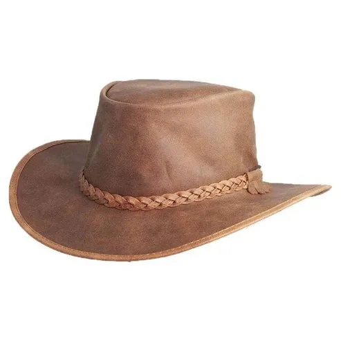 Mens Stylish Brown Leather Hat by Jacket Field
