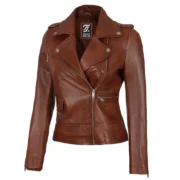 Amber Cognac Leather Womens Jacket Motorcycle by Jacket Field