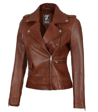 Amber Cognac Leather Womens Jacket Motorcycle by Jacket Field