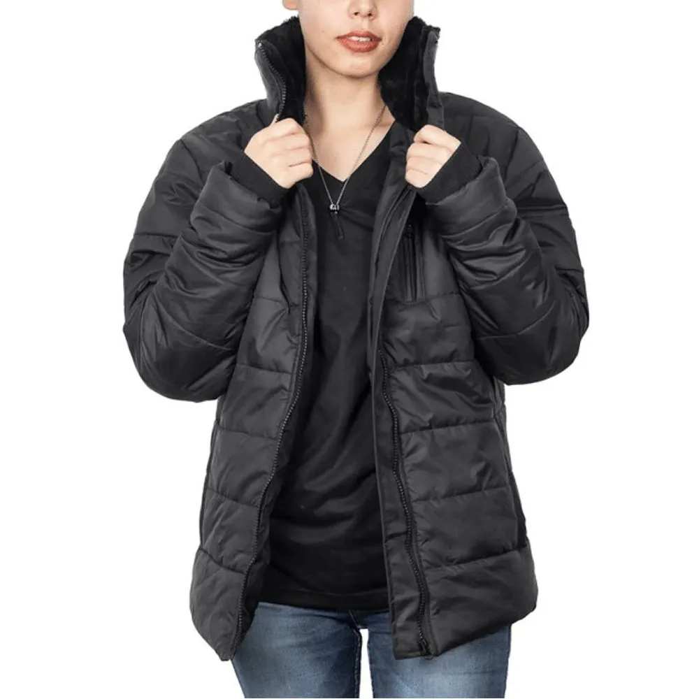 Azaria Women Black High Collar Puffer Jacket by Jacket Field