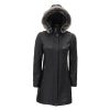 Black Shearling Coat Womens with Fur Hood by Jacket Field