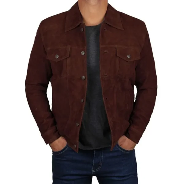 Mens Suede Brown Leather Jacket by Jacket Field