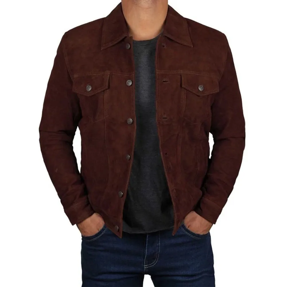 Mens Suede Brown Leather Jacket by Jacket Field