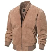Mens Camel Brown Suede Leather Bomber Jacket by Jacket Field