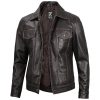 Mens Harrington Premium Brown Leather Jacket by Jacket Field