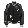 Mens Black Wool & Leather Disney Halloween Varsity Jacket by Jacket Field