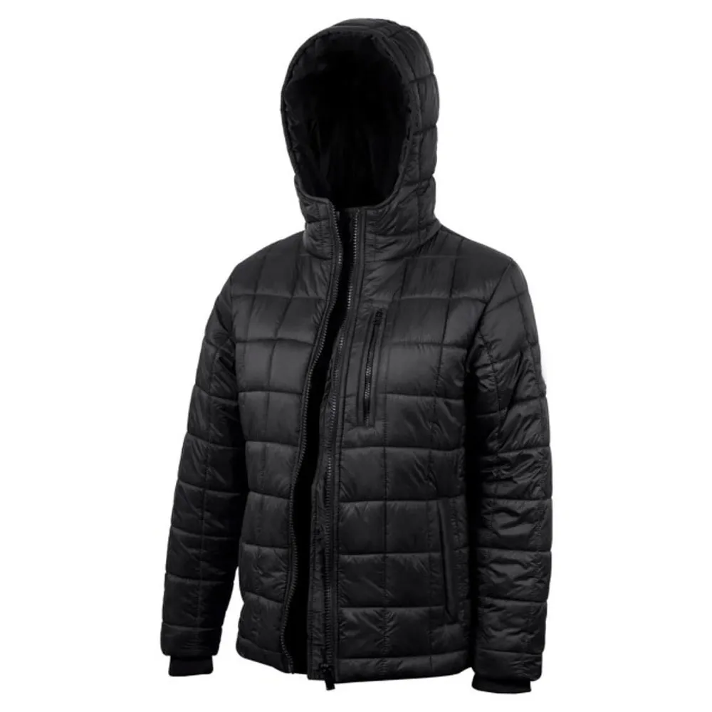 Ember Womens Black Puffer Jacket with Hood by Jacket Field
