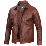 Mens Fernando Brown Leather Jacket by Jacket Field