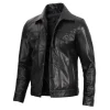 Mens Vegan Black Leather Jacket Trucker Style by Jacket Field