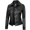 Fernando Women’s Trucker Black Leather Jacket By Jacket Field