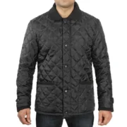 Mens Black Quilted Bomber Jacket by Jacket Field