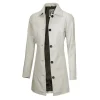 Kandis Womens Off White Real Leather Car Coat