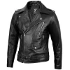 Mens Black Leather Jacket Biker Style by Jacket Field