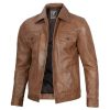 Mens Trucker Brown Leather Jacket by Jacket Field