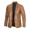 Mens Camel Brown Leather Blazer by Jacket Field