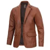 Mens Cognac Brown Leather Blazer Jacket by Jacket Field